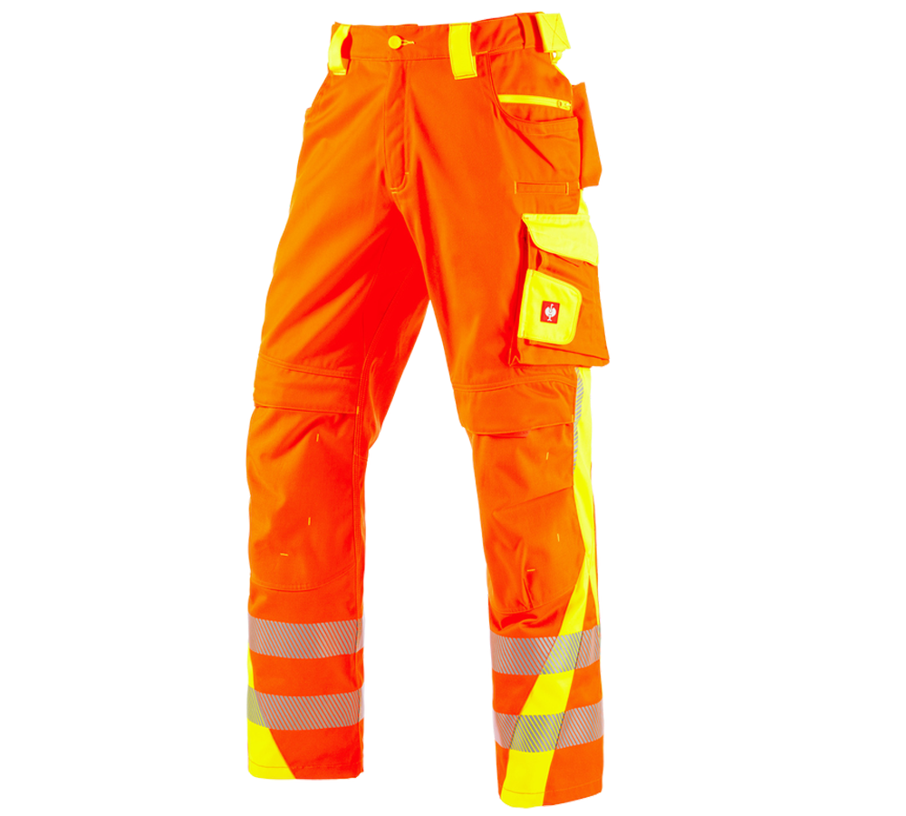 Spodnie robocze: Spodnie do pasa ostrzegawcze e.s.motion 2020 + pomarańczowy ostrzegawczy/żółty ostrzegawczy