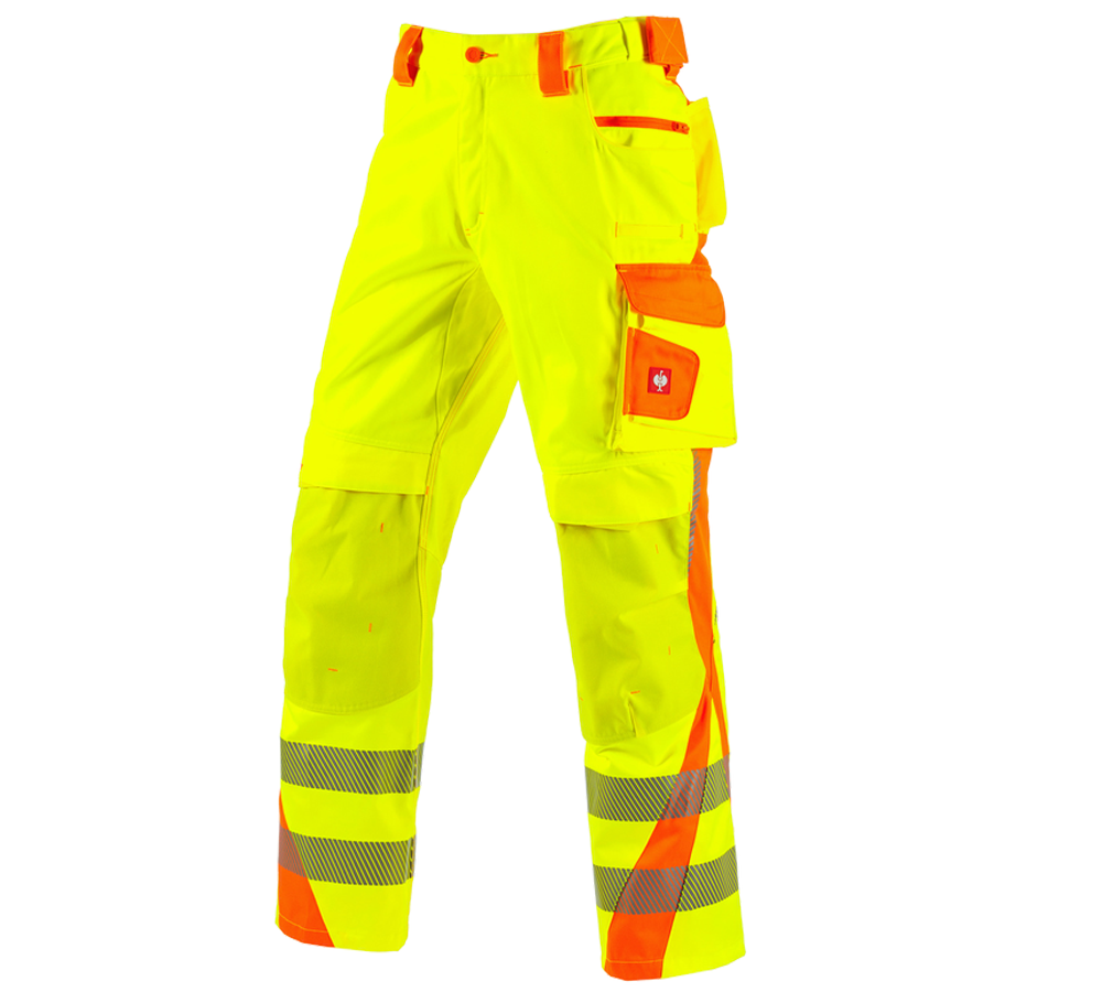 Spodnie robocze: Spodnie do pasa ostrzegawcze e.s.motion 2020 + żółty ostrzegawczy/pomarańczowy ostrzegawczy