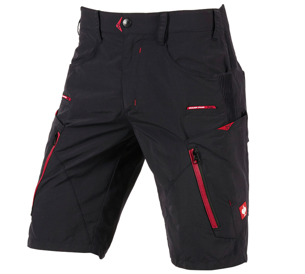 Spodnie robocze: e.s. Szorty funkcyjne Superlite + czarny/czerwony