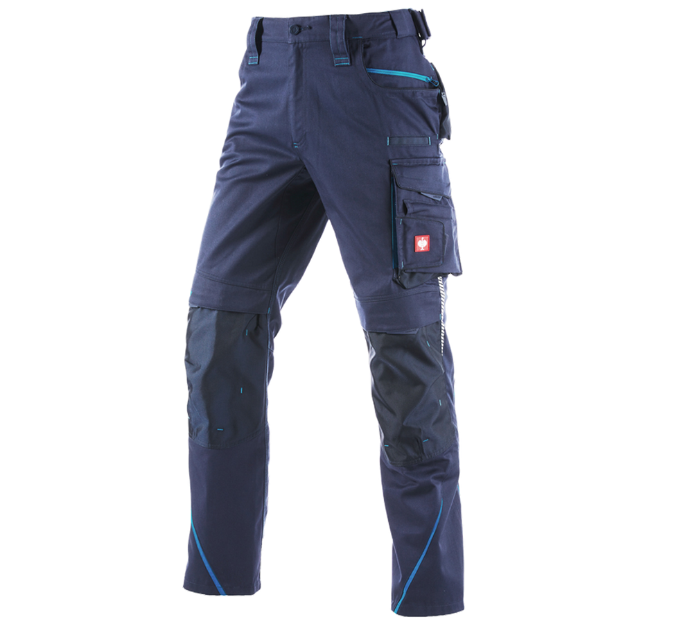 Spodnie robocze: Spodnie do pasa e.s.motion 2020 zimowe, męskie + granatowy/atol