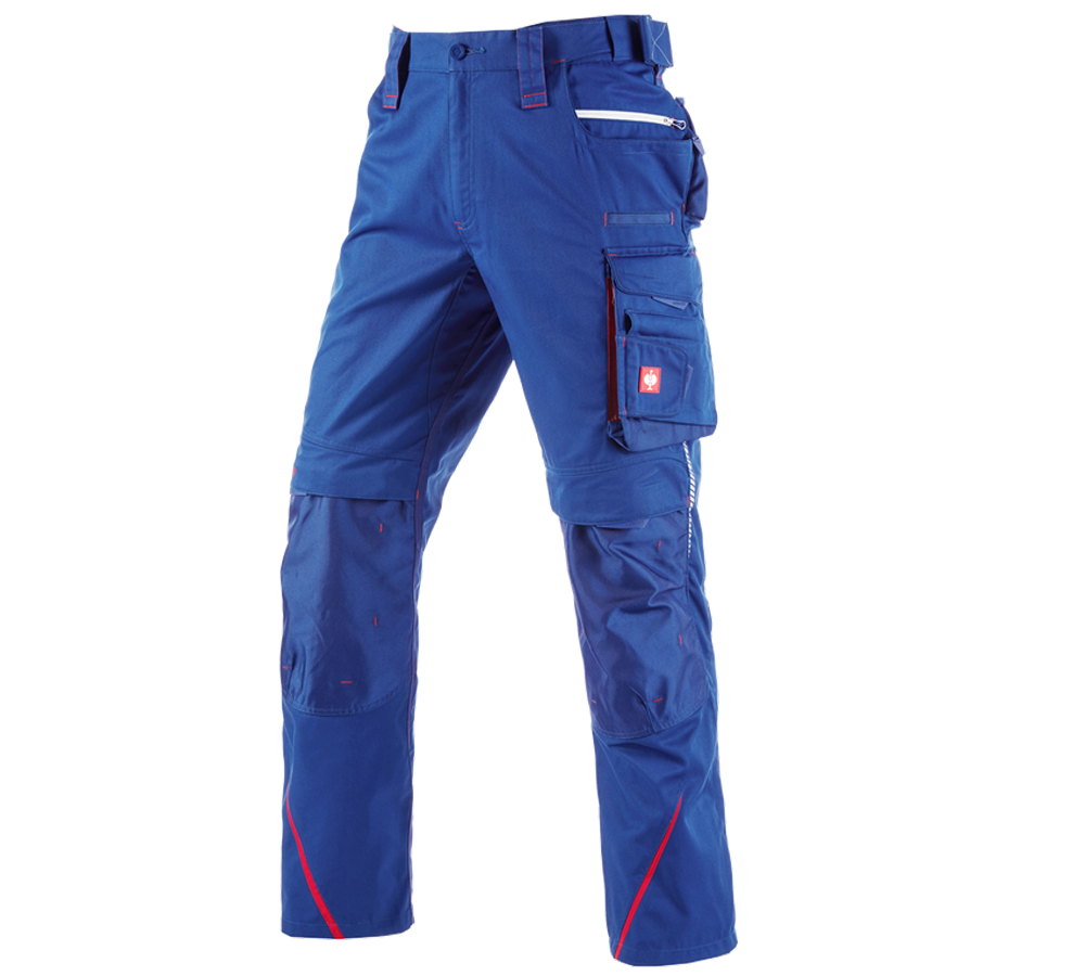 Spodnie robocze: Spodnie do pasa e.s.motion 2020 zimowe, męskie + chabrowy/ognistoczerwony