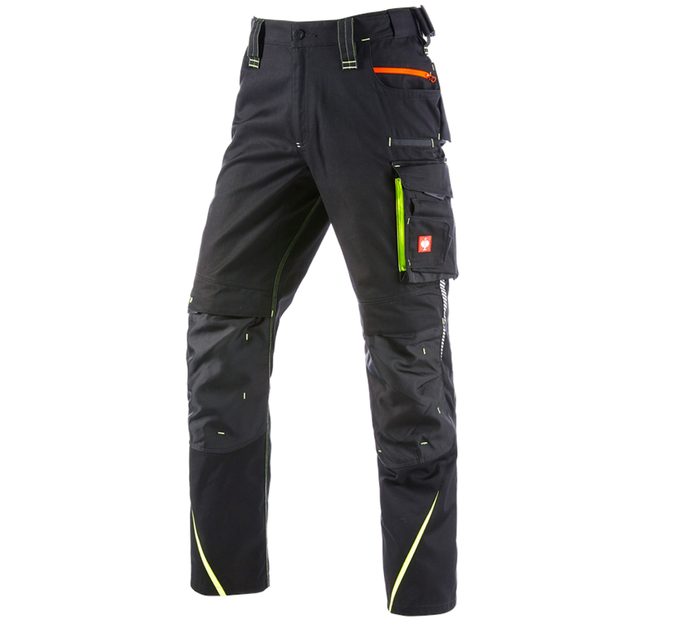 Spodnie robocze: Spodnie do pasa e.s.motion 2020 zimowe, męskie + czarny/żółty ostrzegawczy/pomarańczowy ostrzegawczy