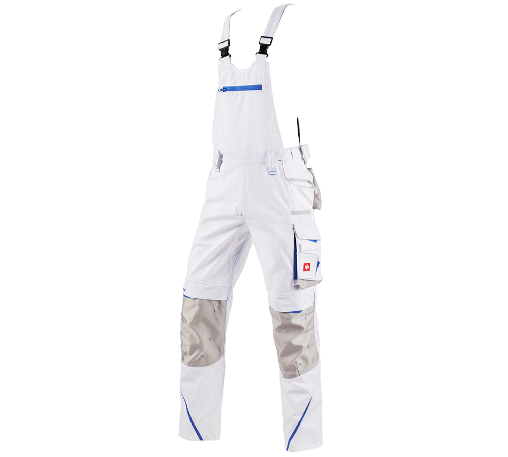 Spodnie robocze: Ogrodniczki e.s.motion 2020 + biały/niebieski chagall
