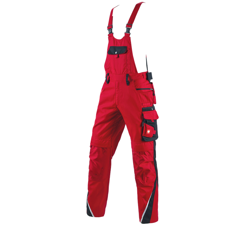 Spodnie robocze: Ogrodniczki e.s.motion + czerwony/czarny