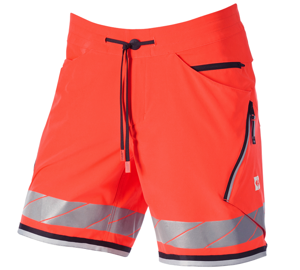 Spodnie robocze: Szorty funkcyjne odblaskowe e.s.ambition + czerwony ostrzegawczy/czarny