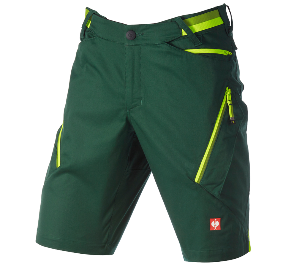 Spodnie robocze: Szorty wielokieszeniowe e.s.ambition + zielony/żółty ostrzegawczy