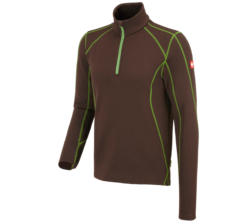 Koszulki | Pulower | Koszule: Bluza Troyer funkc. thermo stretch e.s.motion 2020 + kasztanowy/zielony morski