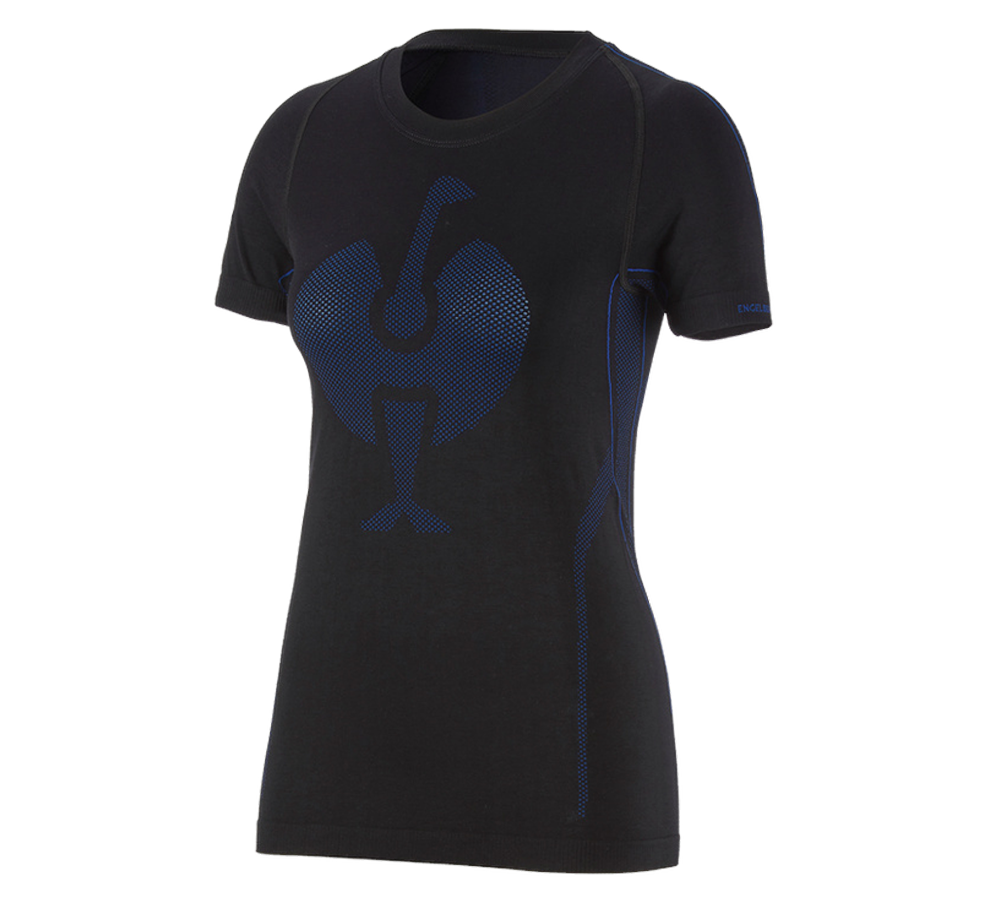 Chłód: Koszulka funkcyjna e.s. bezszwowa – warm, damska + czarny/niebieski chagall