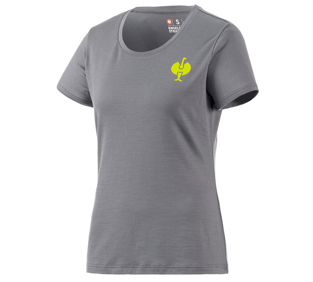 Odzież: Koszulka Merino e.s.trail, damska + szary bazaltowy/żółty acid