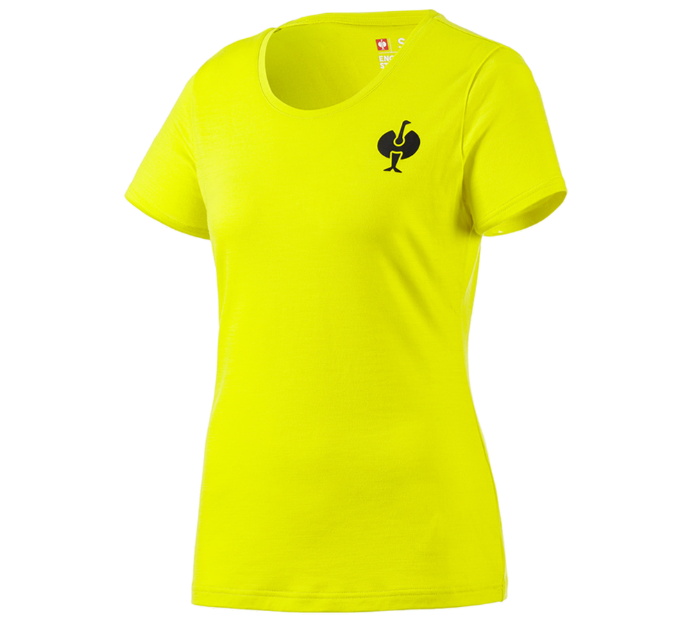 Odzież: Koszulka Merino e.s.trail, damska + żółty acid/czarny