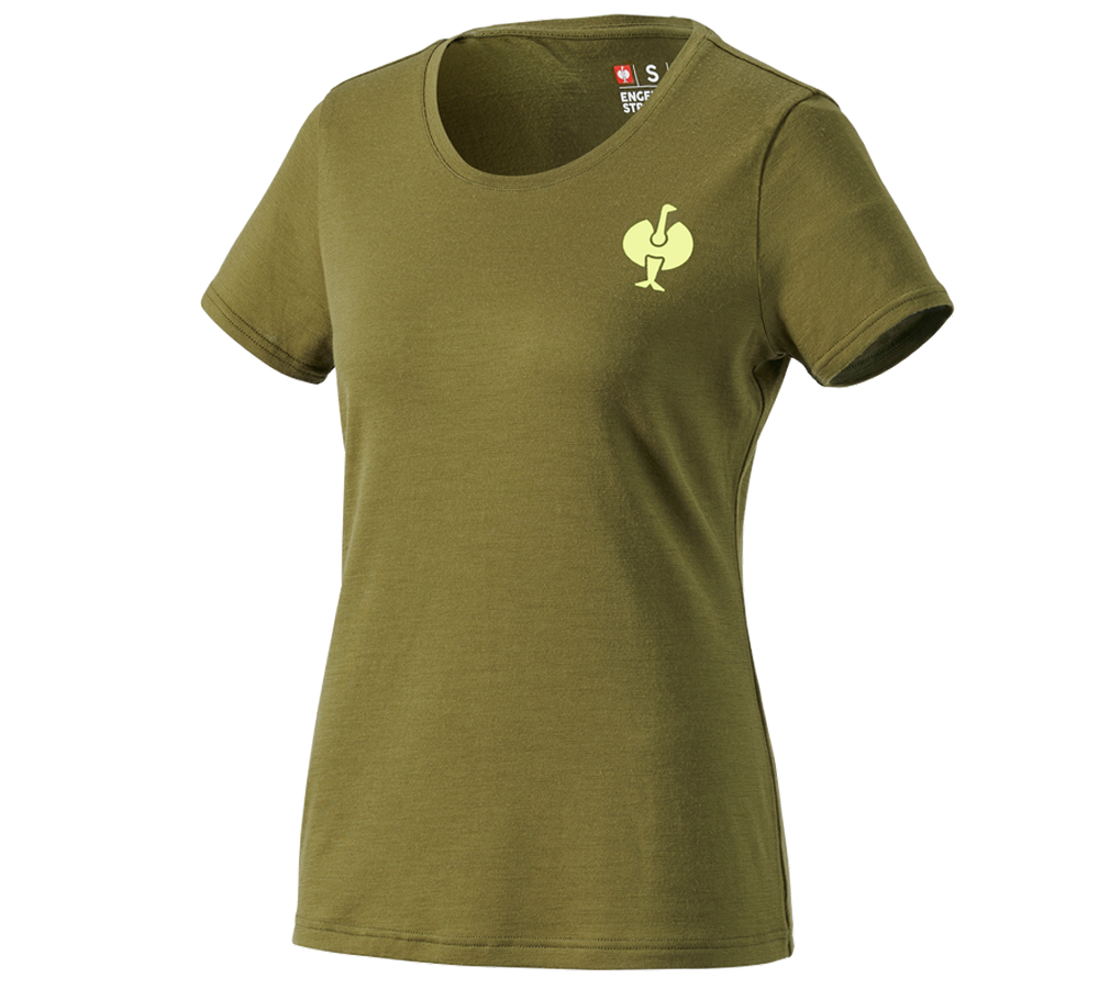 Koszulki | Pulower | Bluzki: Koszulka Merino e.s.trail, damska + zielony jałowcowy/zielony limonkowy