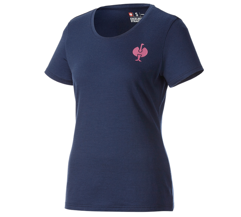 Odzież: Koszulka Merino e.s.trail, damska + niebieski marine/różowy tara