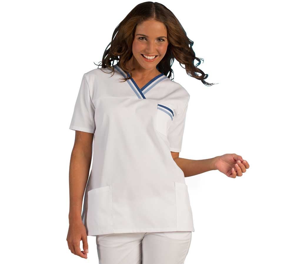 Koszulki | Pulower | Bluzki: Tunika medyczna Judith + biały/niebieski marine/jasnoniebieski