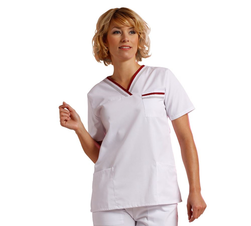 Koszulki | Pulower | Bluzki: Tunika medyczna Judith + biały/bordowy/szary