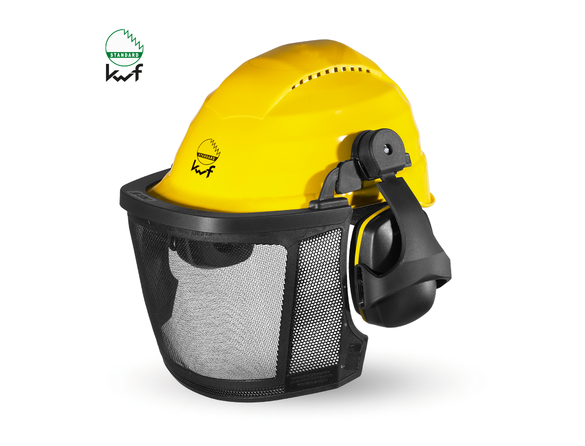 Odzież leśnictwo / antyprzecięciowa: Zestaw hełm. ochronny dla pilarzy KWF Professional + żółty