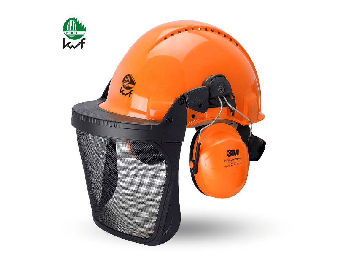 Helmy | Kaski ochronne: Kombinirana gozdarska zaščitna čelada KWF + pomarańczowy