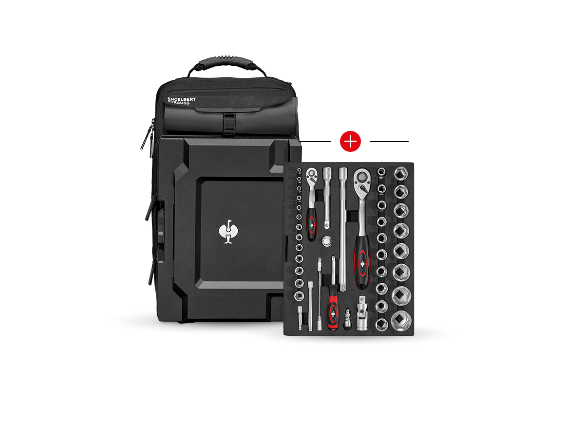 System STRAUSSbox: Wkład na klucze nasad. Classic + plecak STRAUSSbox + czarny