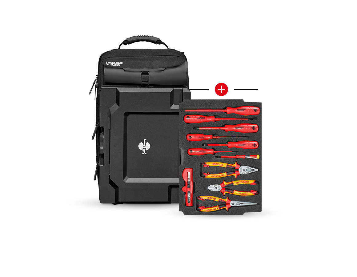 Narzędzia: Wkład narzędziowy dla elektr. + plecak STRAUSSbox + czarny