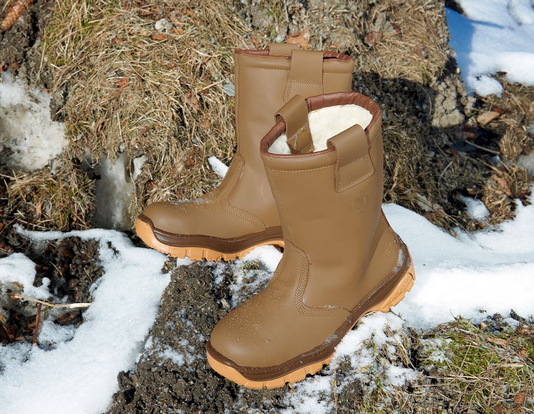 S3: S3 Zimowe buty bezpieczne wysokie + brązowy