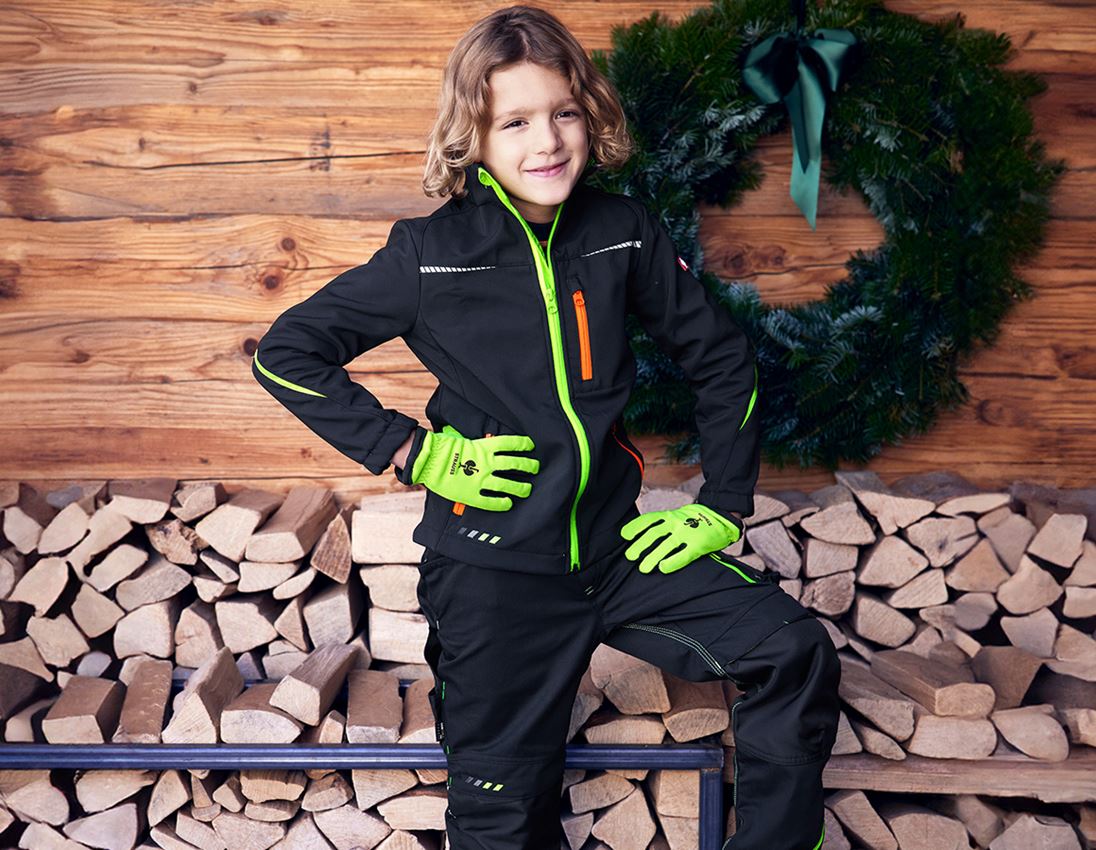 Akcesoria: e.s. Zimowe rękawice dziecięce Fleece Comfort + żółty ostrzegawczy/czarny