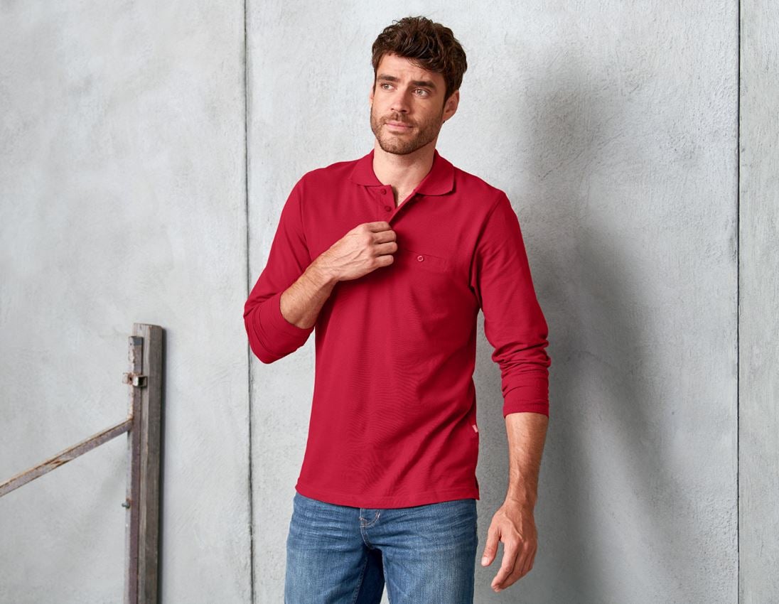Tematy: e.s. Koszulka polo długi rękaw cotton Pocket + czerwony