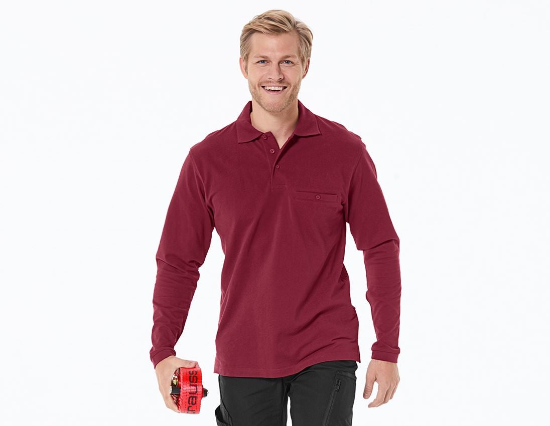 Koszulki | Pulower | Koszule: e.s. Koszulka polo długi rękaw cotton Pocket + bordowy