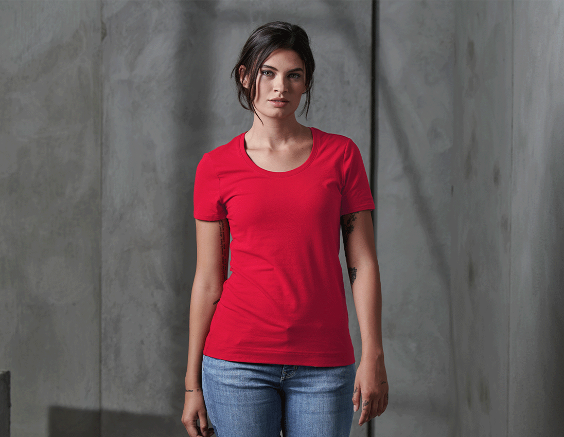 Koszulki | Pulower | Bluzki: e.s. Koszulka cotton stretch, damska + ognistoczerwony