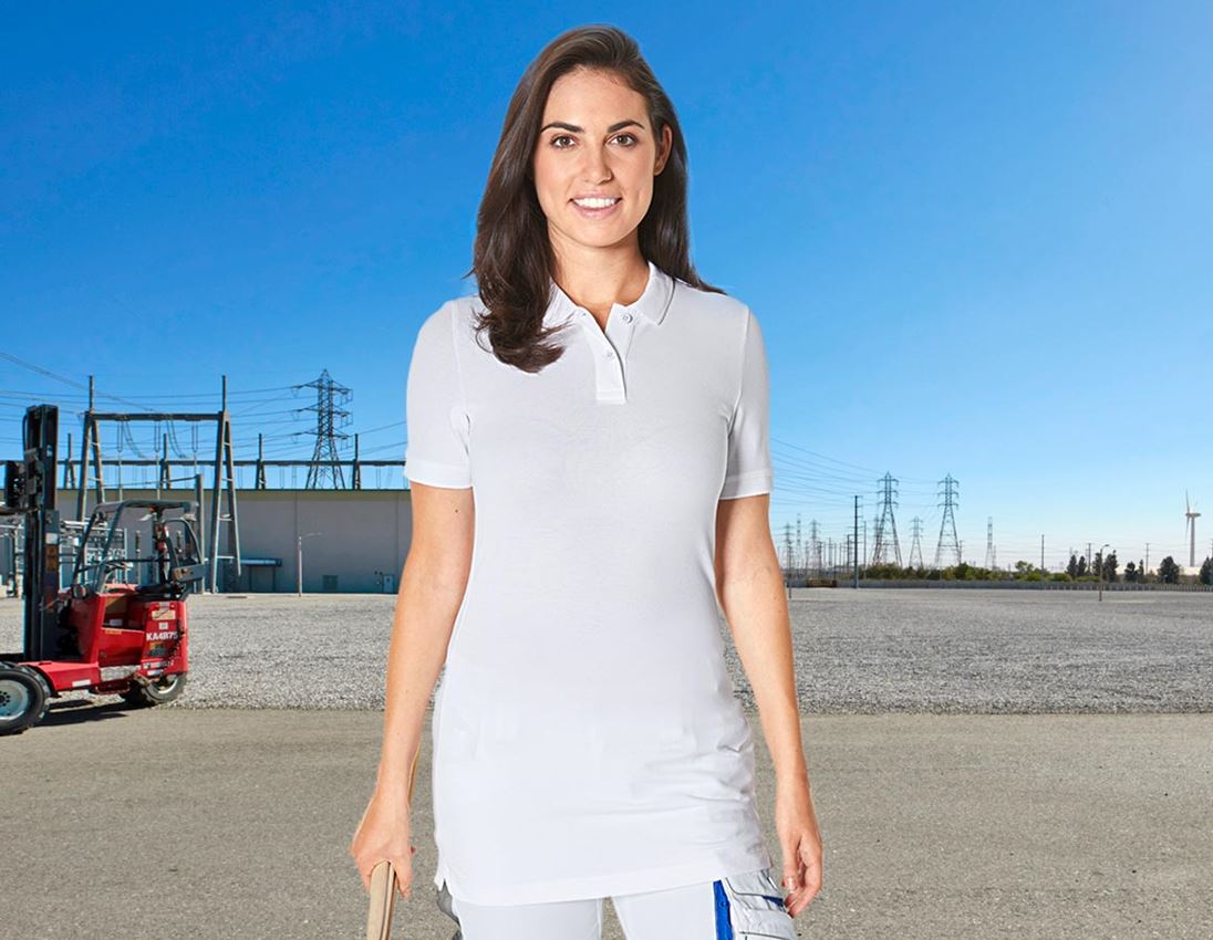 Koszulki | Pulower | Bluzki: e.s. Kosz. polo z piki cotton stretch,da.,long fit + biały