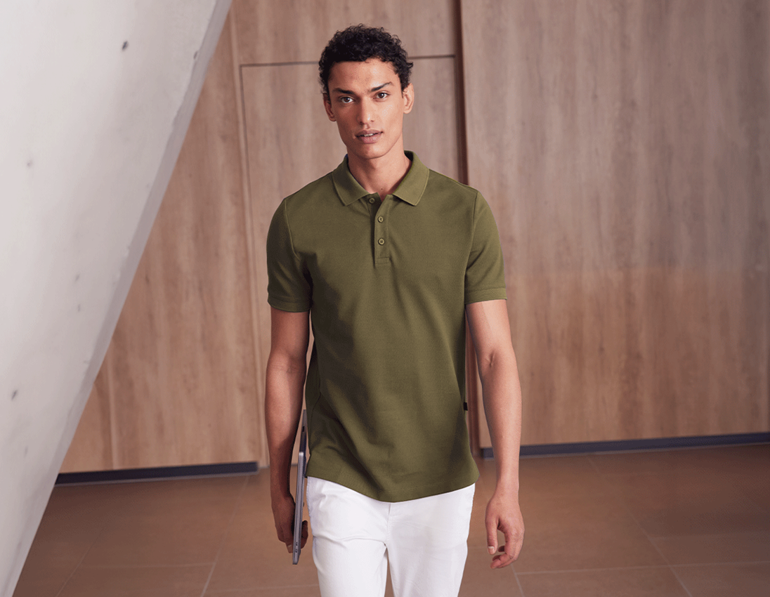 Koszulki | Pulower | Koszule: e.s. Koszulka polo z piki cotton stretch + błotnista zieleń