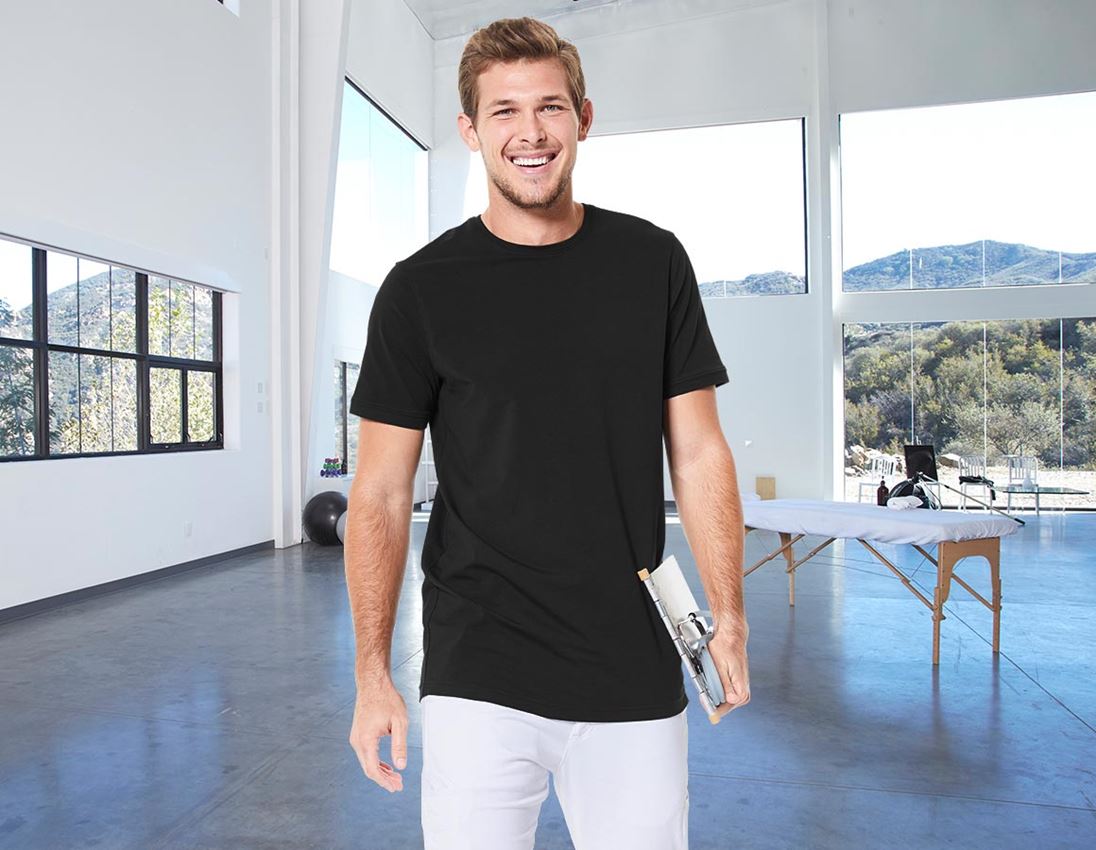 Koszulki | Pulower | Koszule: e.s. Koszulka cotton stretch, long fit + czarny