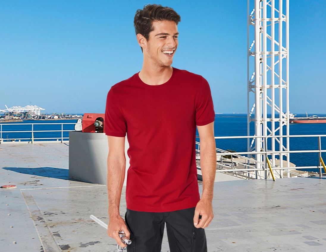 Koszulki | Pulower | Koszule: e.s. Koszulka cotton stretch, slim fit + ognistoczerwony