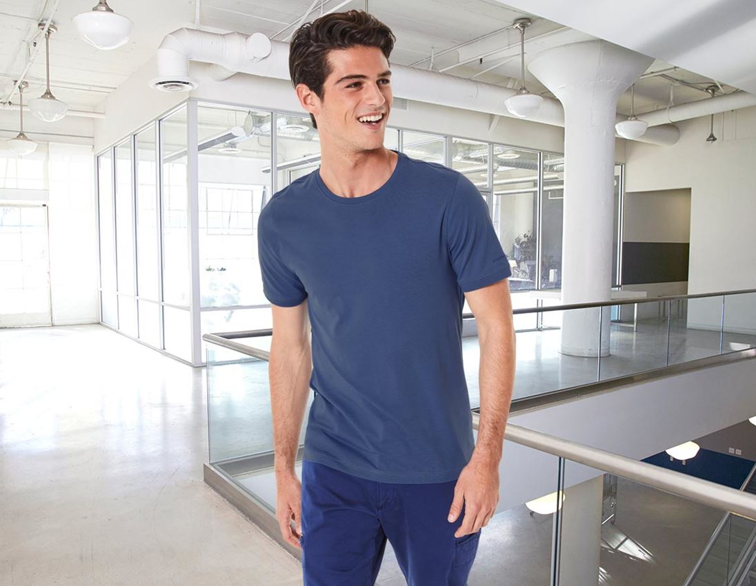 Koszulki | Pulower | Koszule: e.s. Koszulka cotton stretch, slim fit + kobaltowy