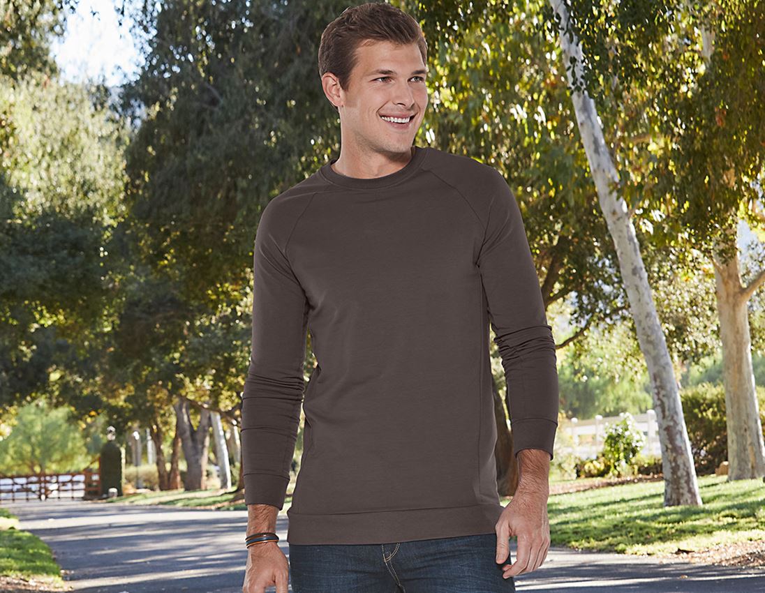 Koszulki | Pulower | Koszule: e.s. Bluza cotton stretch, long fit + kasztanowy
