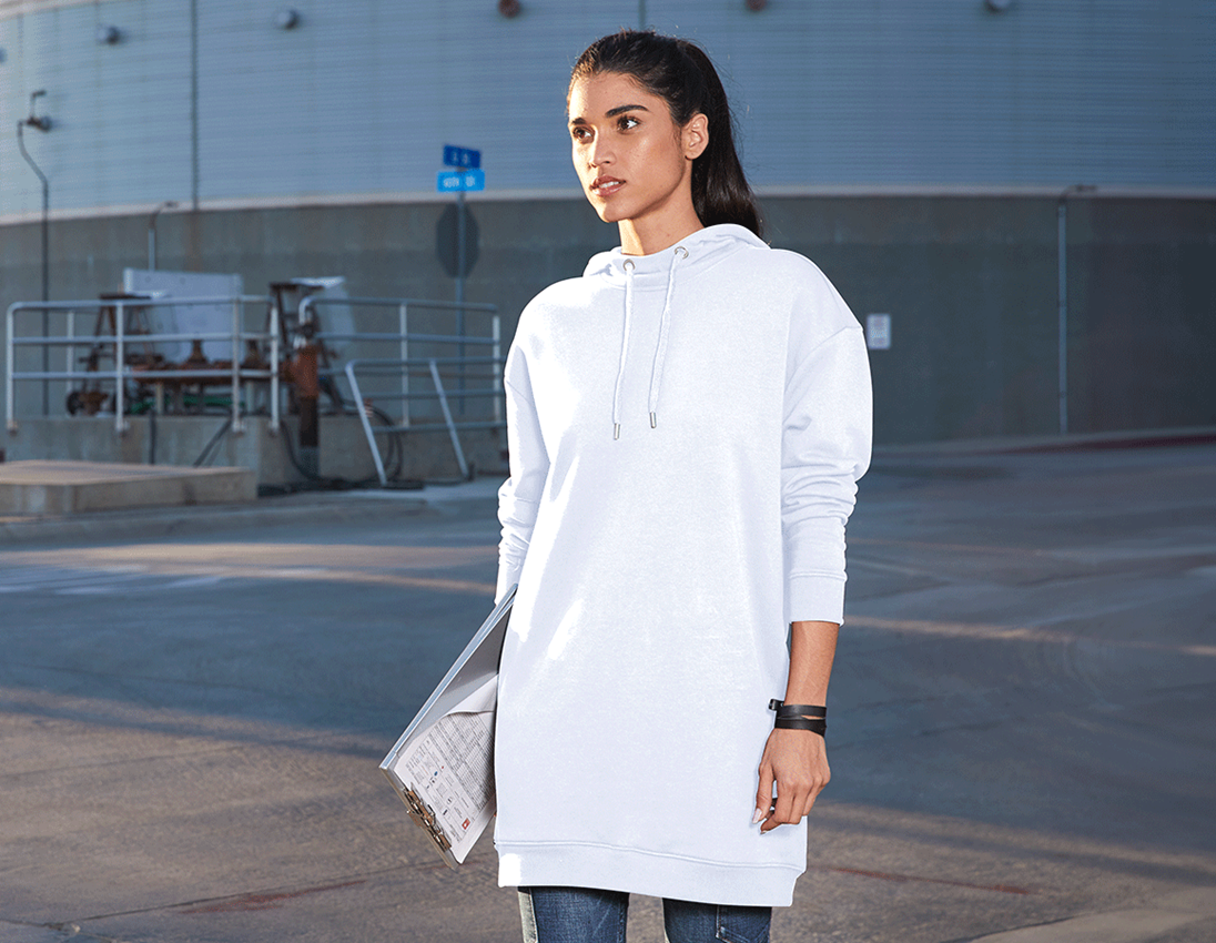 Koszulki | Pulower | Bluzki: e.s. Bluza z kapturem oversize poly cotton, damska + biały