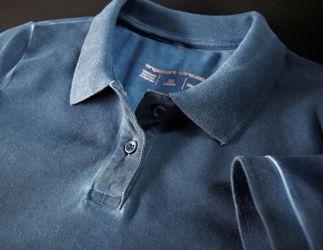 Instalatorow / Hydraulik / Blacharz: e.s. Koszulka polo vintage cotton stretch, damska + niebieski antyczny vintage 2