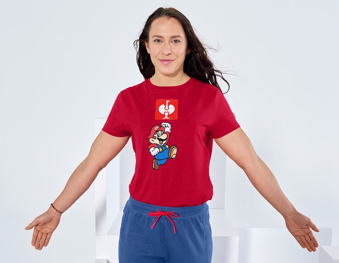 Koszulki | Pulower | Bluzki: Super Mario Koszulka, damska + ognistoczerwony