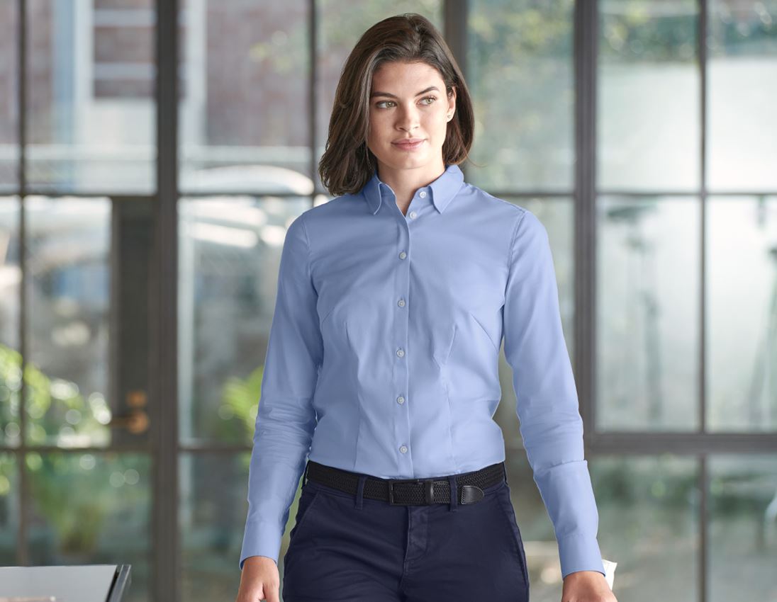 Koszulki | Pulower | Bluzki: e.s. Bluzka biznesowa cotton str., damska reg.fit + mroźny błękit