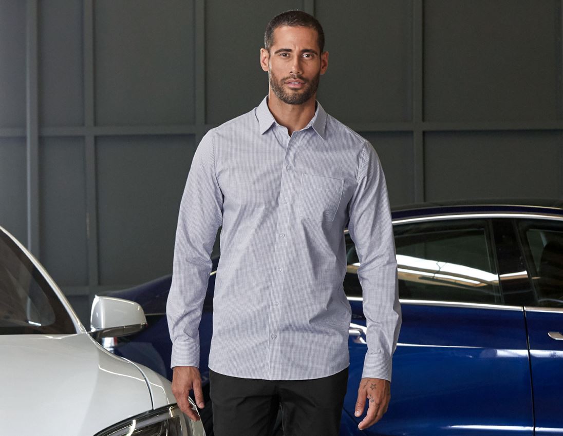 Koszulki | Pulower | Koszule: e.s. Koszula biznesowa cotton stretch regular fit + szary mglisty w kratkę