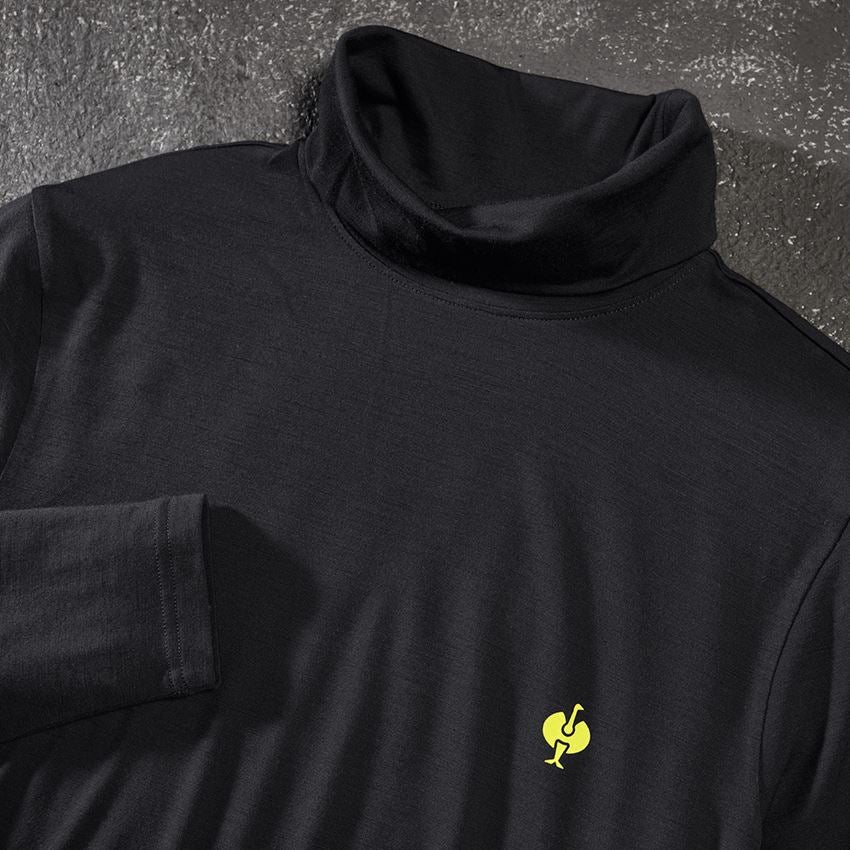 Koszulki | Pulower | Koszule: Koszulka z golfem Merino e.s.trail + czarny/żółty acid 2