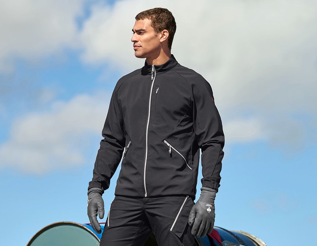 Kurtki robocze: Kurtka softshell e.s.ambition + czarny/platynowy