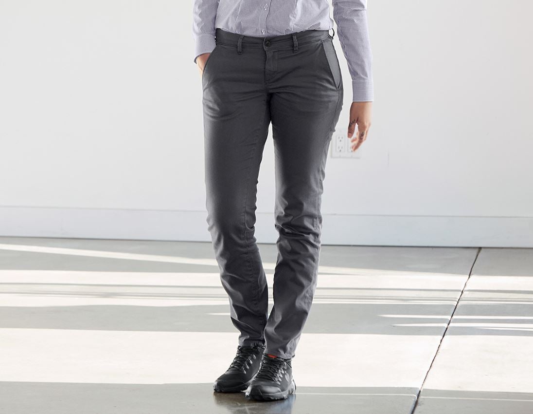 Spodnie robocze: 5-kieszeniowe spodnie robocze typu chino e.s.,dam. + antracytowy