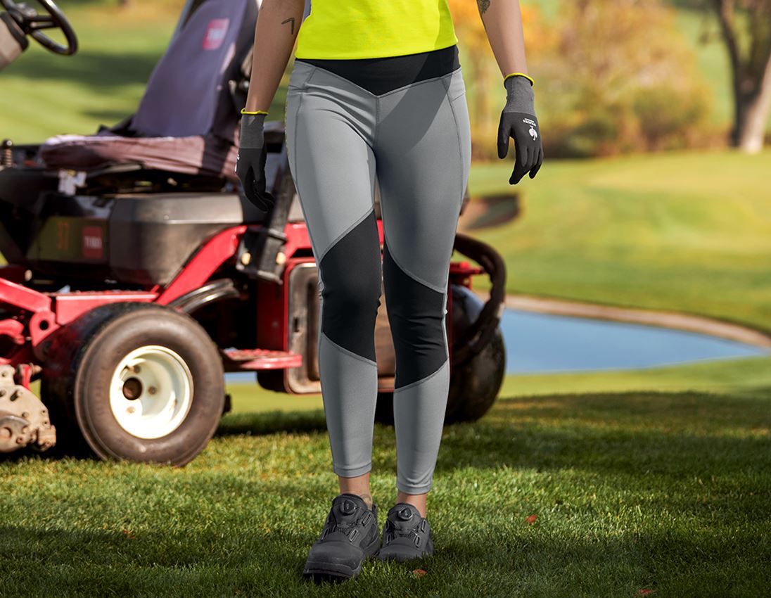 Spodnie robocze: Legginsy do biegania e.s.trail, damska + szary bazaltowy/żółty acid