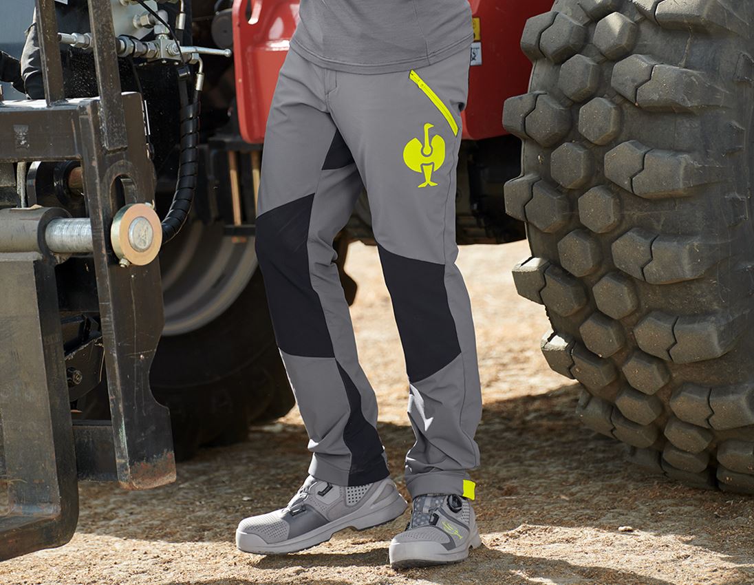 Spodnie robocze: Spodnie funkcyjne e.s.trail + szary bazaltowy/żółty acid