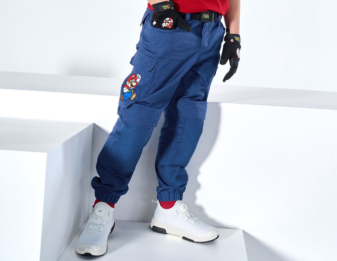 Współpraca: Super Mario Spodnie cargo, dziecięce + błękit alkaliczny
