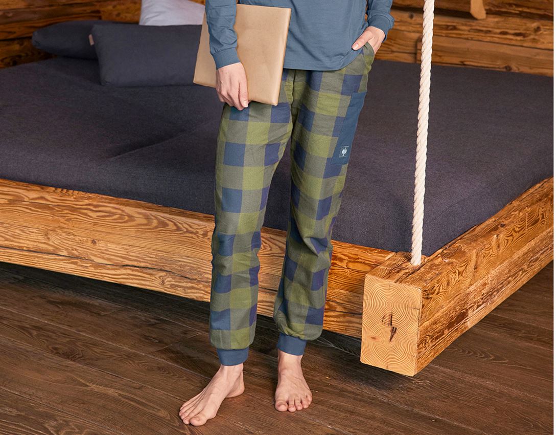 Akcesoria: e.s. Spodnie piżamowe, damski + górska zieleń/niebieski tlenkowy