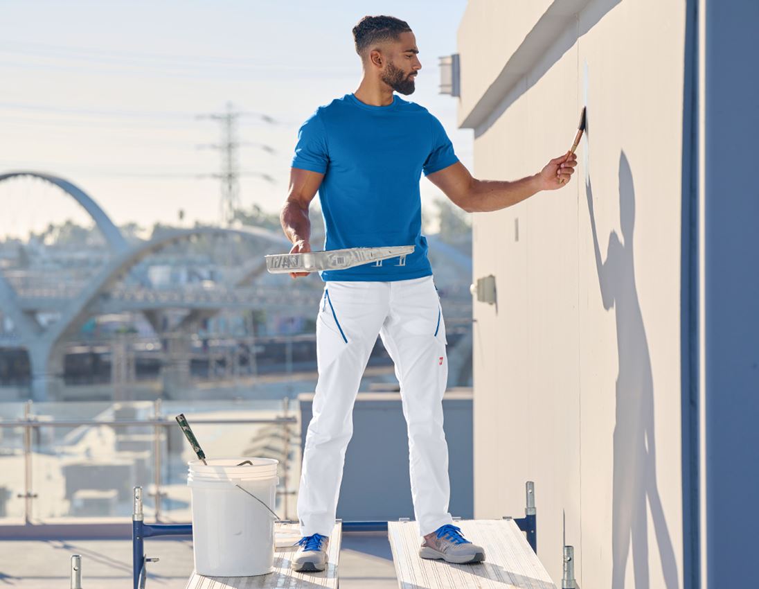 Spodnie robocze: Spodnie wielokieszeniowe e.s.ambition + biały/niebieski chagall 5