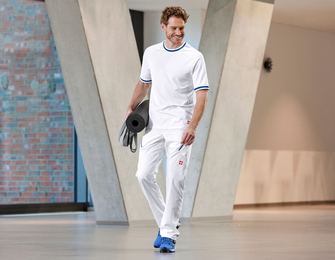 Spodnie robocze: Spodnie wielokieszeniowe e.s.ambition + biały/niebieski chagall 6