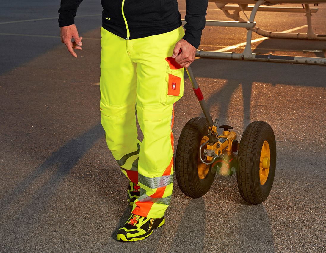 Spodnie robocze: Spodnie do pasa ostrzegawcze e.s.motion 2020 + żółty ostrzegawczy/pomarańczowy ostrzegawczy