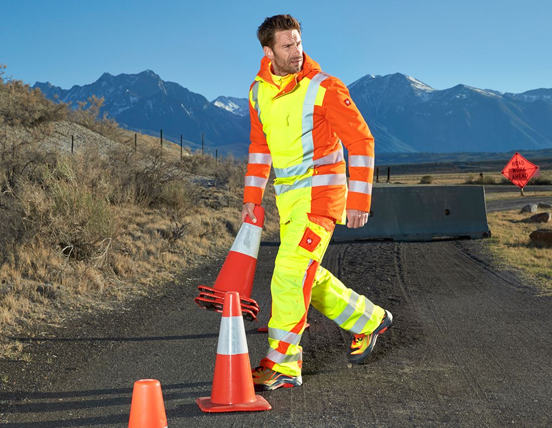 Spodnie robocze: Spodnie do pasa ostrzeg. e.s.motion 2020 zimowe + żółty ostrzegawczy/pomarańczowy ostrzegawczy 1