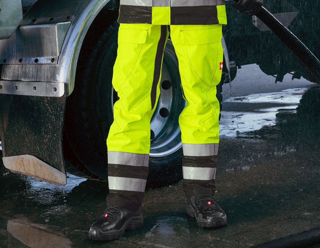 Spodnie robocze: e.s. Spodnie do pasa chroniące przed czynnikami + żółty ostrzegawczy/czarny
